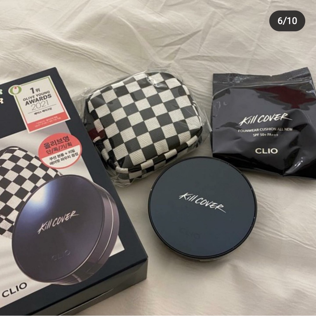 - SET PHẤN NƯỚC CLIO KILL COVER FOUNWEAR XP CUSHION, Veganwear, GLOW, Fixer, ALL NEW, AMPOULE, Cica serum