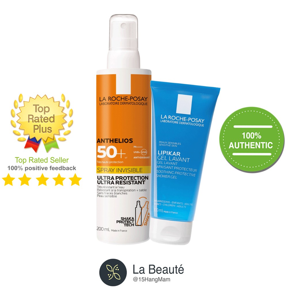 Set La Roche-Posay Anthelios Xl Spray Spf 50+ Ultra Uva (Ppd 32) - Xịt Chống Nắng 200ml [Tặng Kèm Sữa Tắm 100ml]