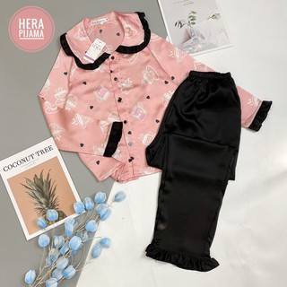 Pijama Dài Tay Cổ Tiểu Thư Phối Họa Tiết Trẻ Trung - Hera Pijama