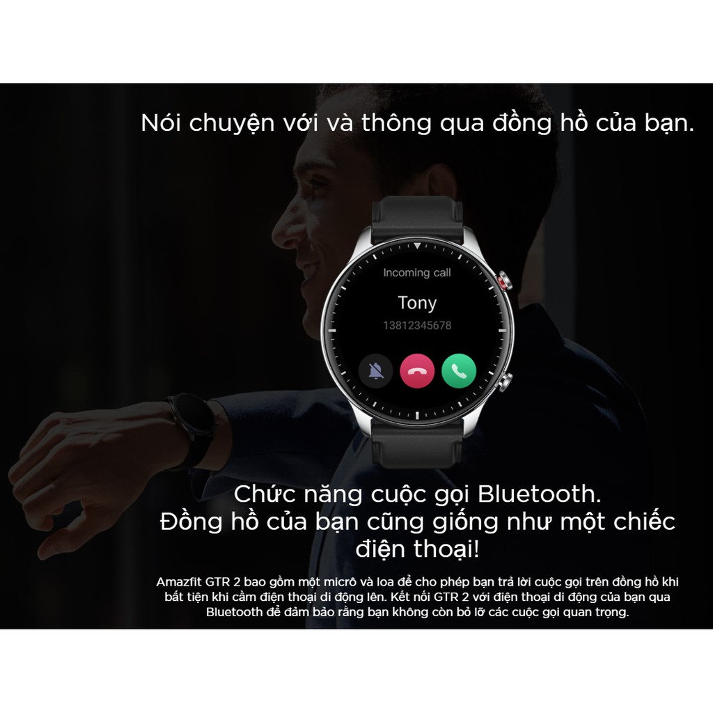 Đồng Hồ Thông Minh Amazfit GTR 2 - Có Tiếng Việt - Đàm Thoại Trực Tiếp - Nghe Nhạc Bluetooth - Bản Quốc Tế