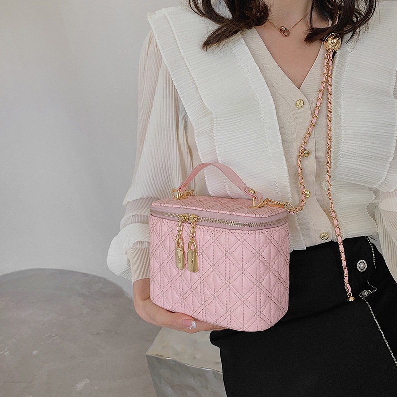 Túi Xách JASMIN NOIR Bucket Họa Tiết Sọc Caro Phối Dây Xích Sang Trọng Cho Nữ