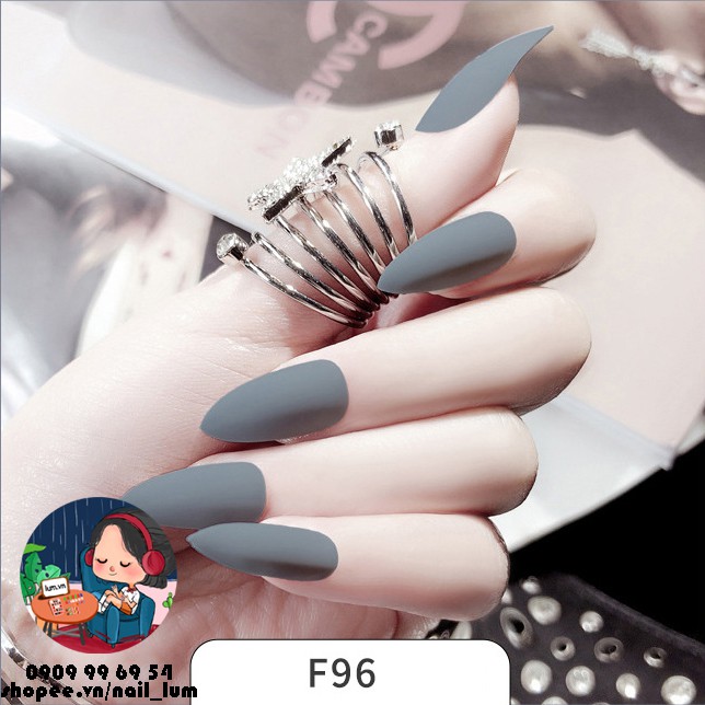 Móng Giả - Nail Dài Nhọn - Sơn Mịn [Sẵn Keo - Đóng Hộp 24 Mẫu Đủ Size]