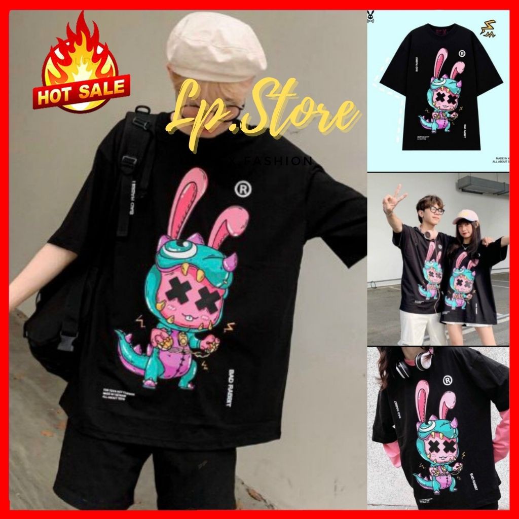 Áo Thun Tay Lỡ Unisex - Áo Thun Nam Nữ Form Rộng BADRABBIT Siêu Hot - LP.STORE