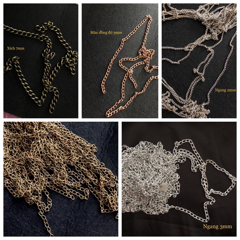 Xích các loại, dây xích làm vòng tay, dây làm handmade