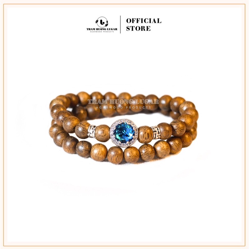 Vòng tay trầm hương Việt tự nhiên - Vòng đôi mix charm - Trầm hương Lugar