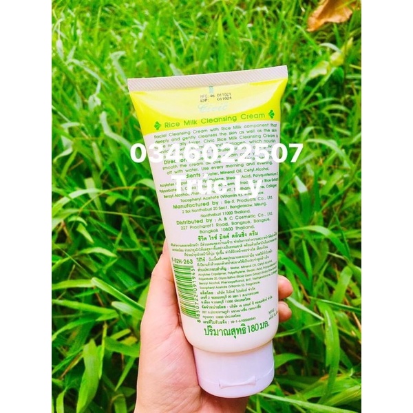 (Hàng chuẩn ) Sữa rửa mặt Gạo Thái Lan giúp dưỡng trắng da tuýp 180ml