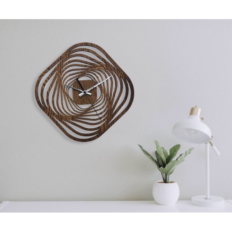 Đồng hồ treo tường trang trí ấn tượng bằng gỗ size 38x38cm