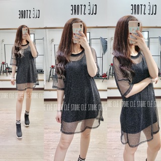 Cle Store : Set áo váy lưới kim sa