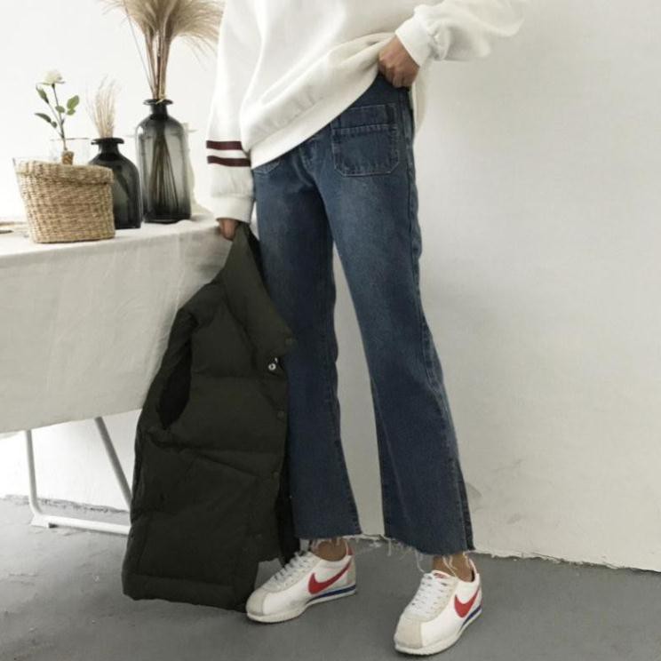 Quần Jean Nữ Lưng Cao Ống Rộng Denim Ulzzang  Kiểu Dáng Hàn Quốc  Quần Bò Nữ Eo Cao Cạp Cao