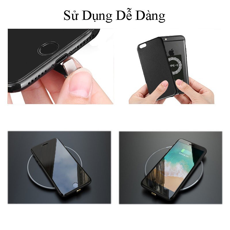 Miếng Dán Hỗ Trợ Sạc Không Dây Chuẩn Qi Đầu Android/Type-C/Lightning iPhone