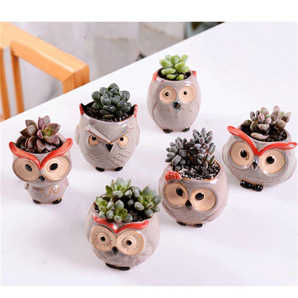 Bình Hoa Bằng Sứ Hình Cú Mèo Sáng Tạo Trang Trí Nhà Cửa