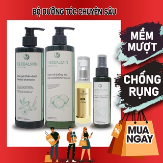 Bộ dầu gội Organic ngăn rụng tóc Herbalmin, dầu xả, ủ mềm mượt tóc Herbalmin, tinh dầu bưởi kích mọc tóc, serum bóng tóc