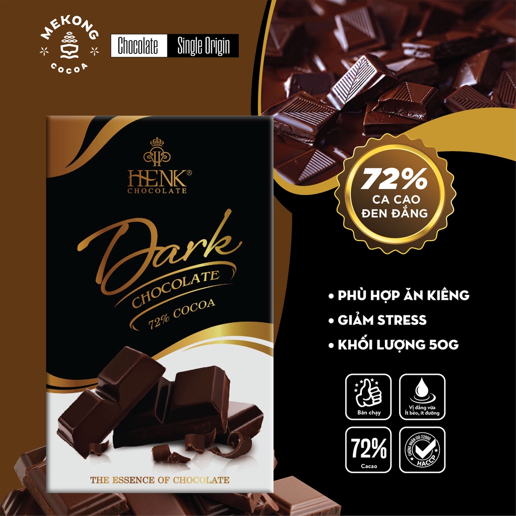 Combo 5 Socola Đen Nguyên Chất MARK&MILK 72% Cocoa Thơm Ngon Có Vị Đắng Vừa Thanh 50g