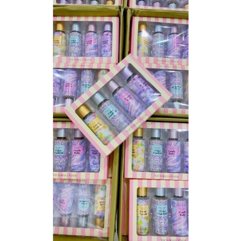 Set 4 chai Xịt Thơm Toàn Thân Victoria Secret Body Mist Mẫu Mới Đủ Mùi Quà Tặng Hộp 4 Chai Xịt Thơm Toàn Thân Body Mist