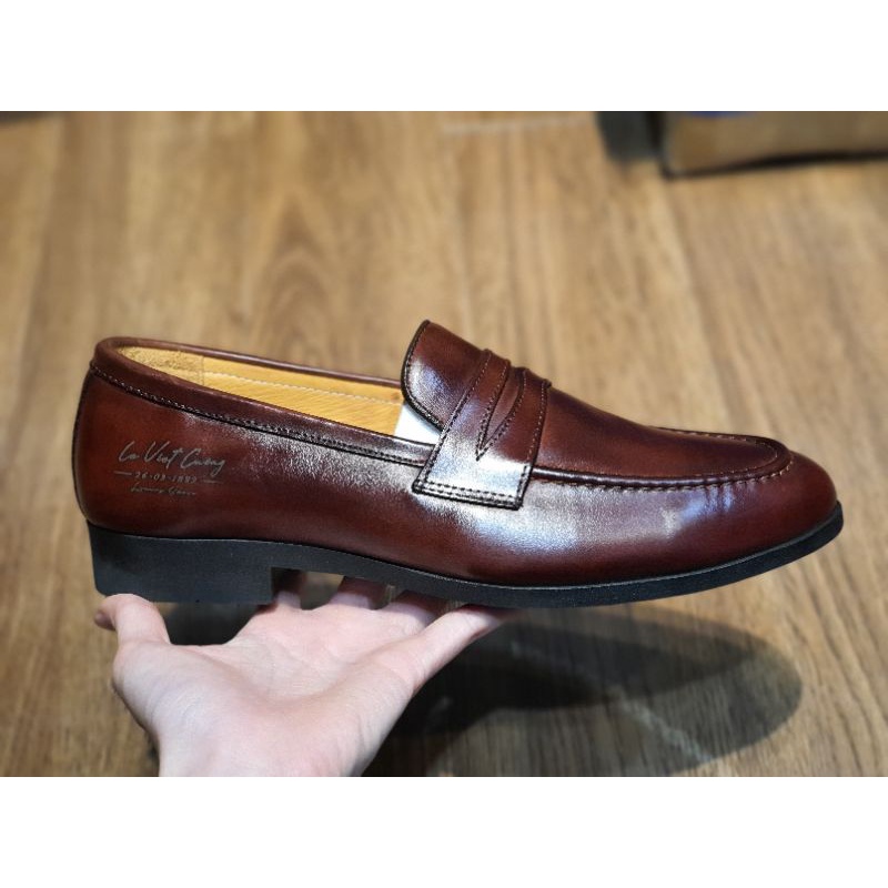 Giày lười da thật Penny Loafer W0004 - 3 Màu Đen, Nâu, Nâu Sáng)