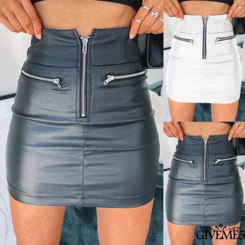 Chân Váy Bút Chì Da Pu Lưng Cao Thời Trang