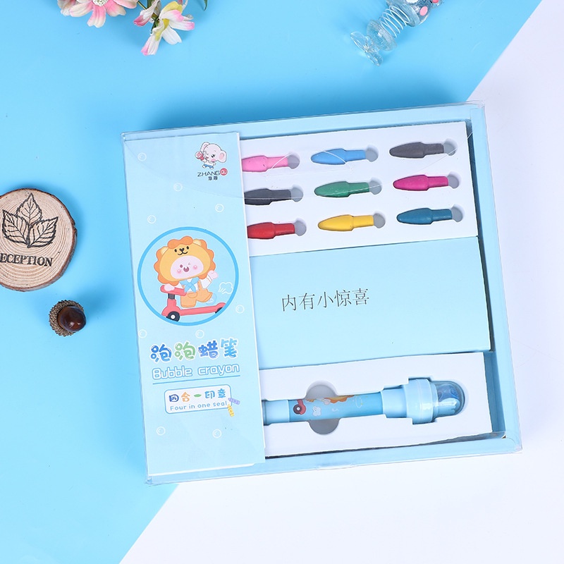 Bộ Bút Bi Và Con Dấu Màu Dạng Cát Chảy Xinh Xắn Dễ Thương Cho Bé