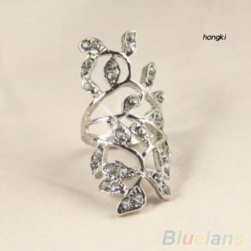 Nhẫn đốt ngón tay hình chiếc lá đính đá thời trang cho nữ