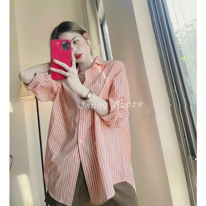 Áo sơ mi nữ mới màu kẻ trơn dài tay fom unisex | WebRaoVat - webraovat.net.vn