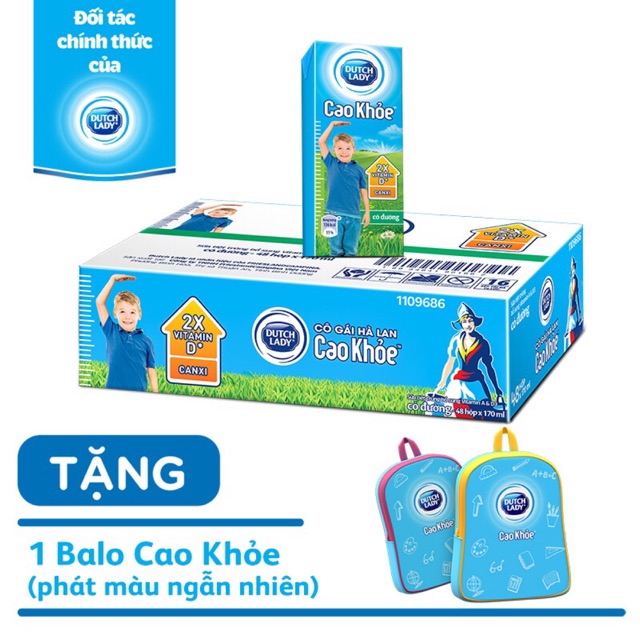 Sữa nước Hà lan Cao khỏe 170ml( có đường,ít đường,sô cô la,vị Dâu)