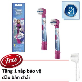 Vỉ 2 đầu bàn chải Oralb Braun cho bé ( Elsa) tặng kèm 1 nắp bảo vệ đầu bàn chải