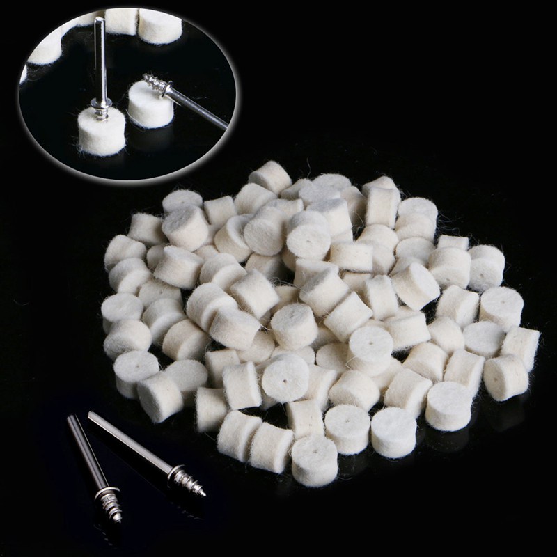 Set 100 Đĩa Len Đánh Bóng 13mm + 2 Trục Cho Máy Mài