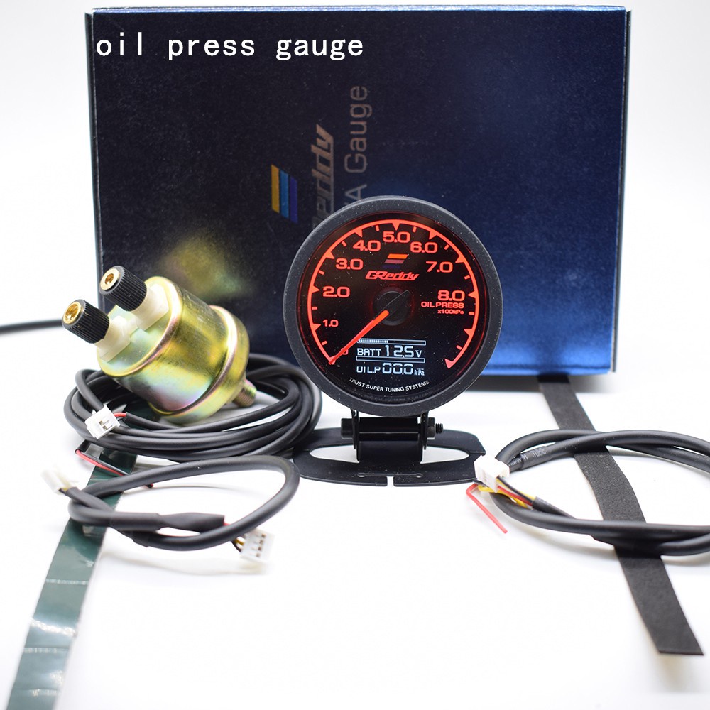 Đồng Hồ Đo Áp Suất Dầu/Nước Tăng Áp/Nước/Dầu 7 Màu Trong 1 Màn Hình LCD 2.5inch