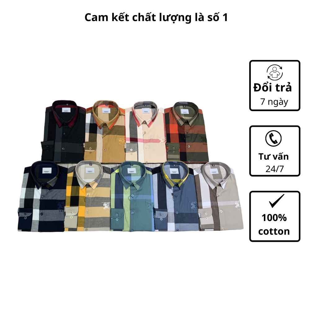 Áo sơ mi kẻ bbr nam kẻ to vải cotton nhiều mầu thoáng mát tay dài SMD02