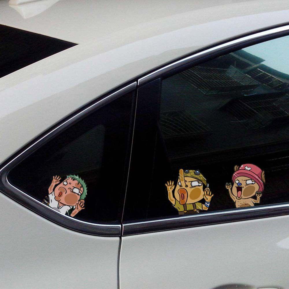 NICKOLAS Miếng Dán Trang Trí Xe Hơi Chống Thấm Nước Hình Anime Luffy DIY