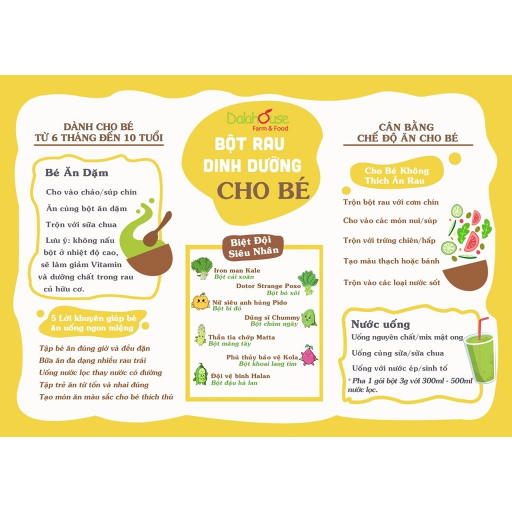 Combo Bột Ăn Dặm Rau Xanh cho bé 63g - Vegetables Powder For Kids