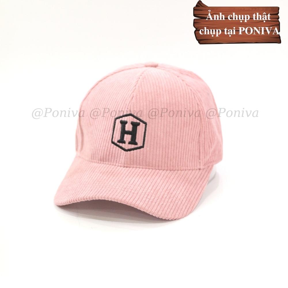 Mũ lưỡi trai ❤️ Nón kết thêu chữ H chất nhung tăm form unisex H9999 phong cách Ulzzang Thời trang PONIVA siêu hot