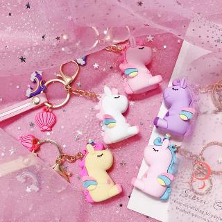 Móc khóa hình kỳ lân Pony hoạt hình màu hồng sáng tạo phong cách hàn quốc treo túi cho bé gái