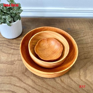 Bát gỗ Decor BOMI  - Bát gỗ ăn cơm gỗ đỏ lòng sâu siêu xinh siêu tiện dụng BOMK80