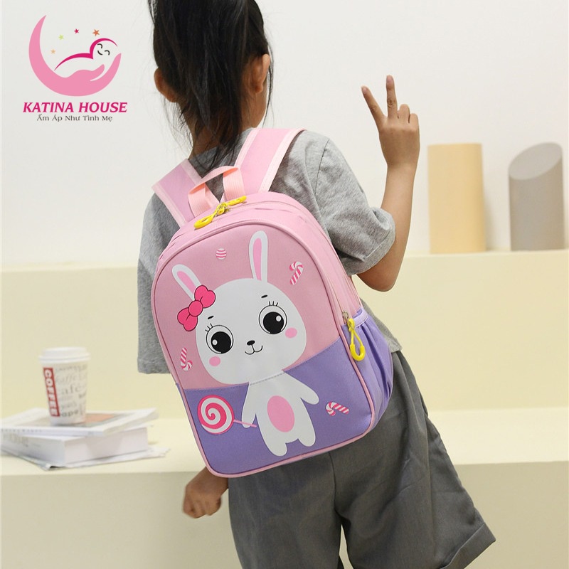 Balo cho bé mẫu giáo, nhà trẻ, họa tiết hình thú đáng yêu, có thể mang đi chơi, đi học