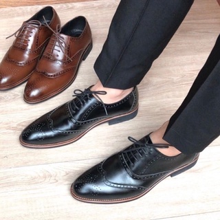 Giày nam oxford công sở da bò 2 mài đen nâu -Bảo hành 12 tháng
