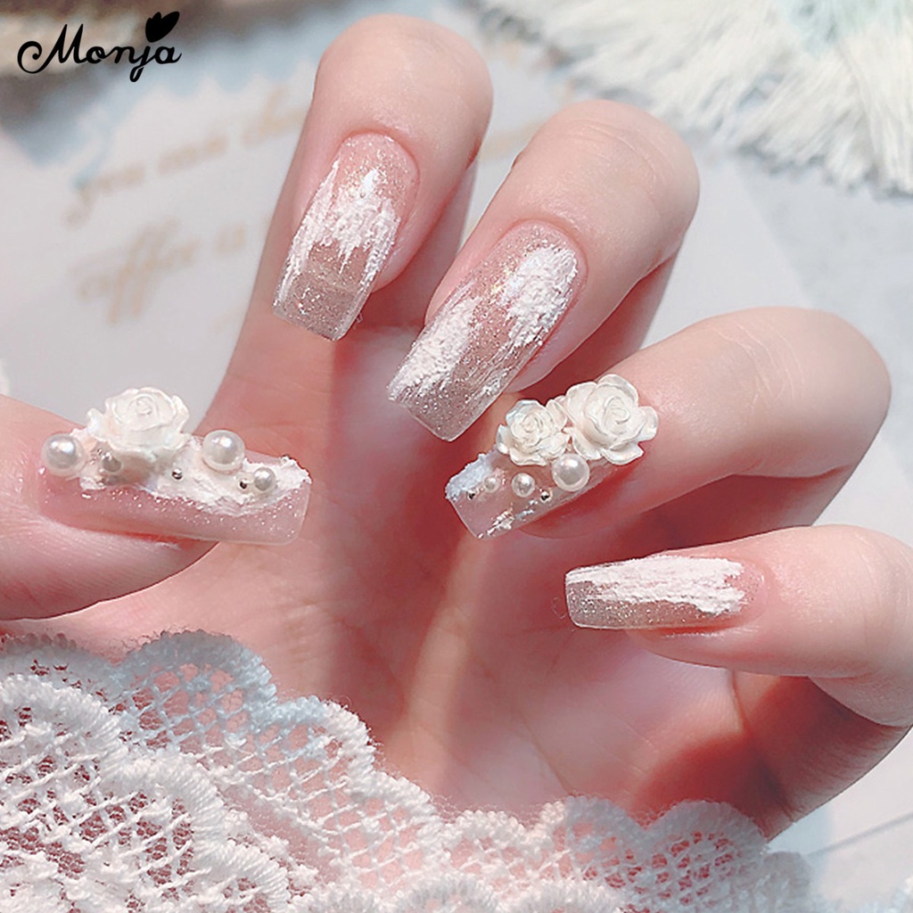 MONJA Bộ 2 cọ vẽ trang trí móng tay nghệ thuật chuyên dụng tiện lợi