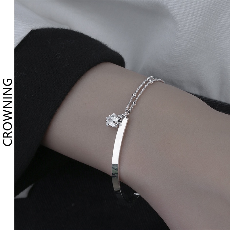 Vòng Tay Hai Lớp Đính Ngôi Sao Năm Cánh Phong Cách Retro Hong Kong Ngọt Ngào Thời Trang