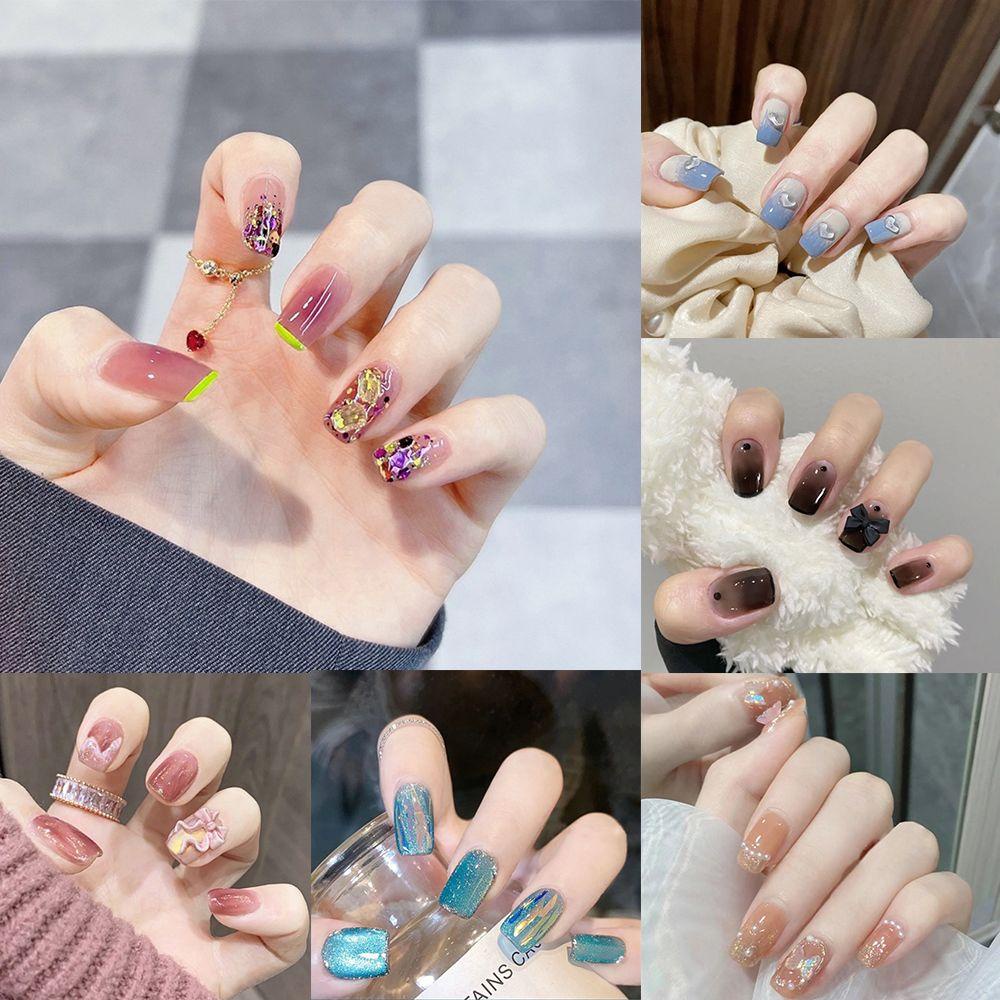 MIHAN1 Bộ 24 Móng Tay Giả Che Phủ Toàn Diện Kiểu Dáng Ngọt Ngào