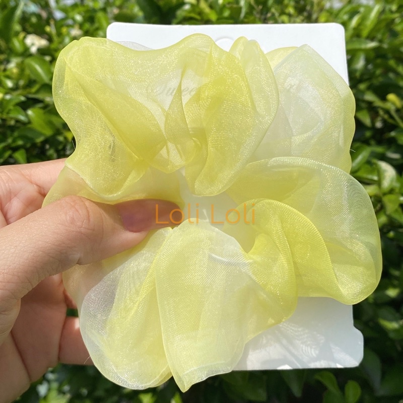 Scrunchies cột bóng voan kính loang ánh kim. buộc tóc ánh nhũ xinh xắn