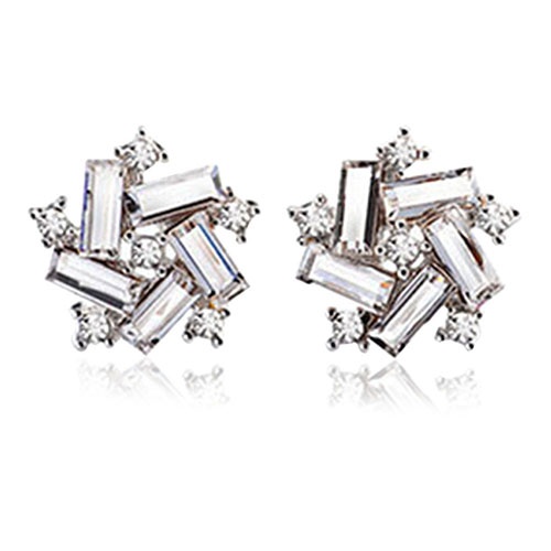 Đôi bông tai đính đá hình bông hoa cách điệu cho nữ