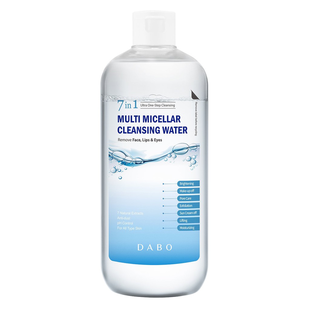 Nước tẩy trang trắng sạch da đa công dụng 7in1 Dabo Multi Micellar Water 500ml Hàn quốc- Hàng Chính Hãng