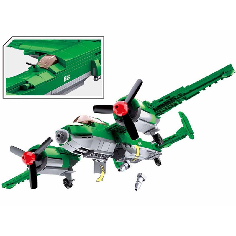 Set 311 mảnh đồ chơi SLUBAN B0688 lắp ráp quân đội WW2 TU-2