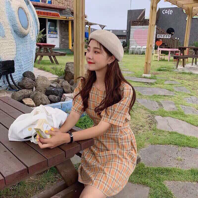 Đầm caro buộc eo nơ sau lưng thời trang cao cấp SUSU_FASHION193