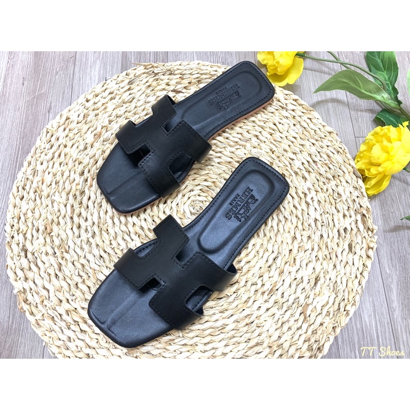 Dép xẹp chữ h si mờ TT Shoes933 mũi vuông sphoang05