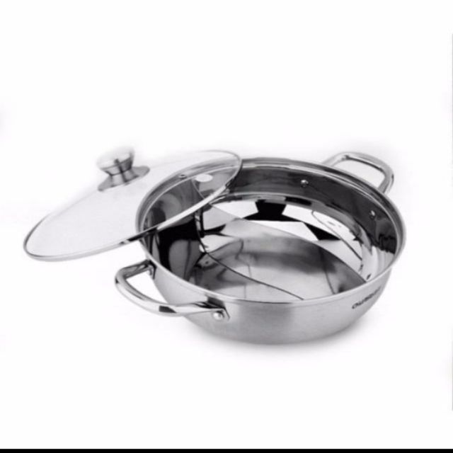 Nồi lẩu 2 ngăn 32cm, và 30cm nấu được bếp từ nhé có nắp kính (ảnh thật)