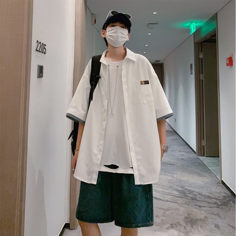 Áo sơ mi tay ngắn dáng lửng rộng áo sơ mi trắng thời trang sơ mi nữ form rộng phong cách hàn quốc áo sơ mi nam áo sơ mi nữ