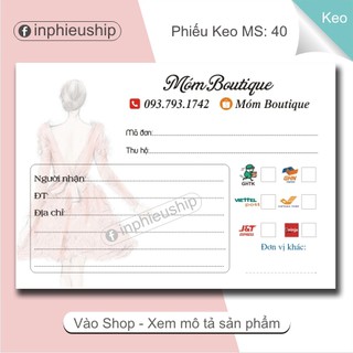 Phiếu Ship có keo 400 tờ MS40