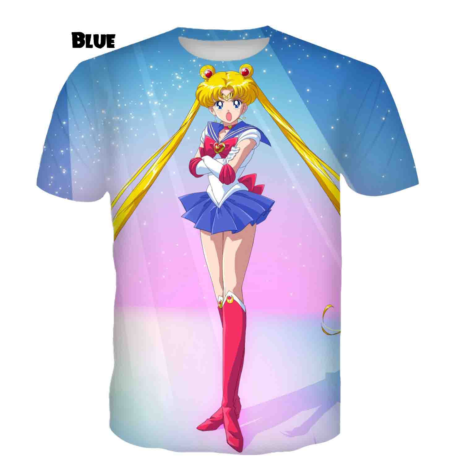 SAILOR MOON Áo Thun Tay Ngắn Cổ Tròn In Hình Thủy Thủ Mặt Trăng 3d Thời Trang 2021