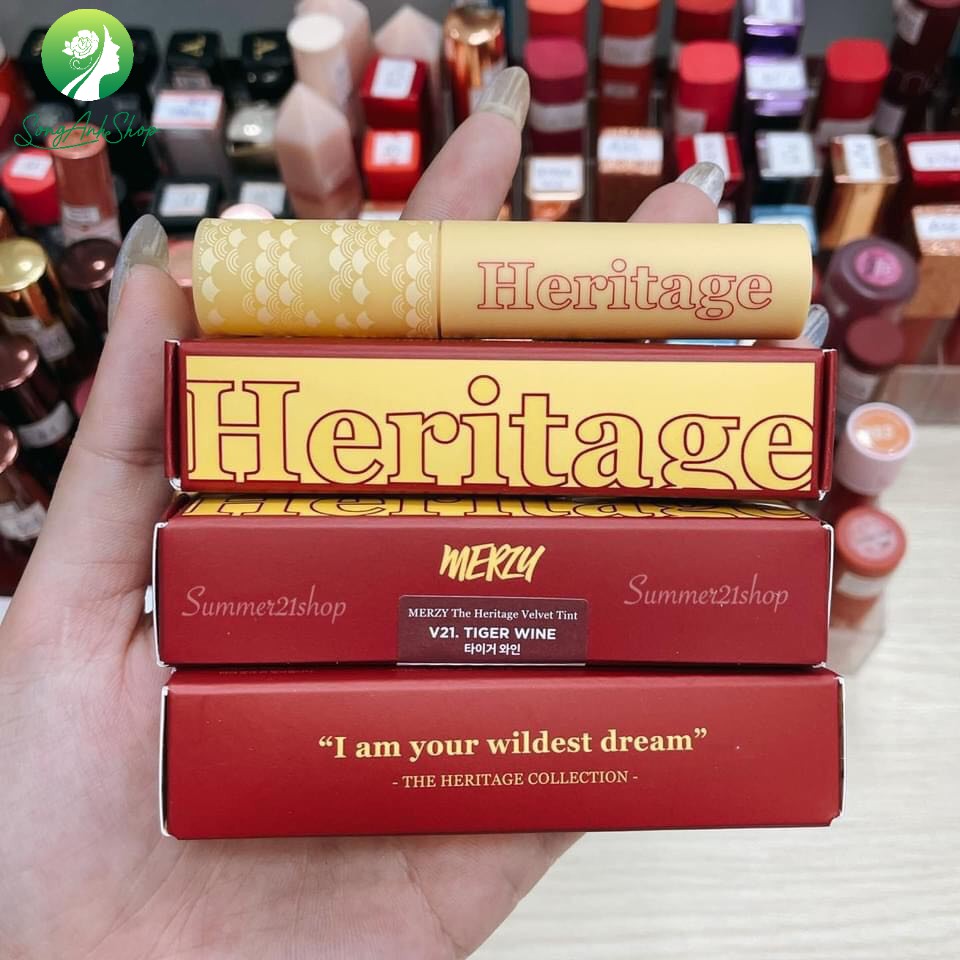 (NEW 2021) Son kem lì Merzy Heritage Velvet Tint #21 đỏ nâu