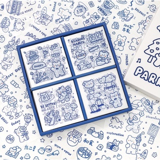 [MS04]-Sticker cute 💖 Set 10 tấm hình dán ngẫu nhiên Bear Manor trang trí sổ planner bullet journal Hàn Quốc